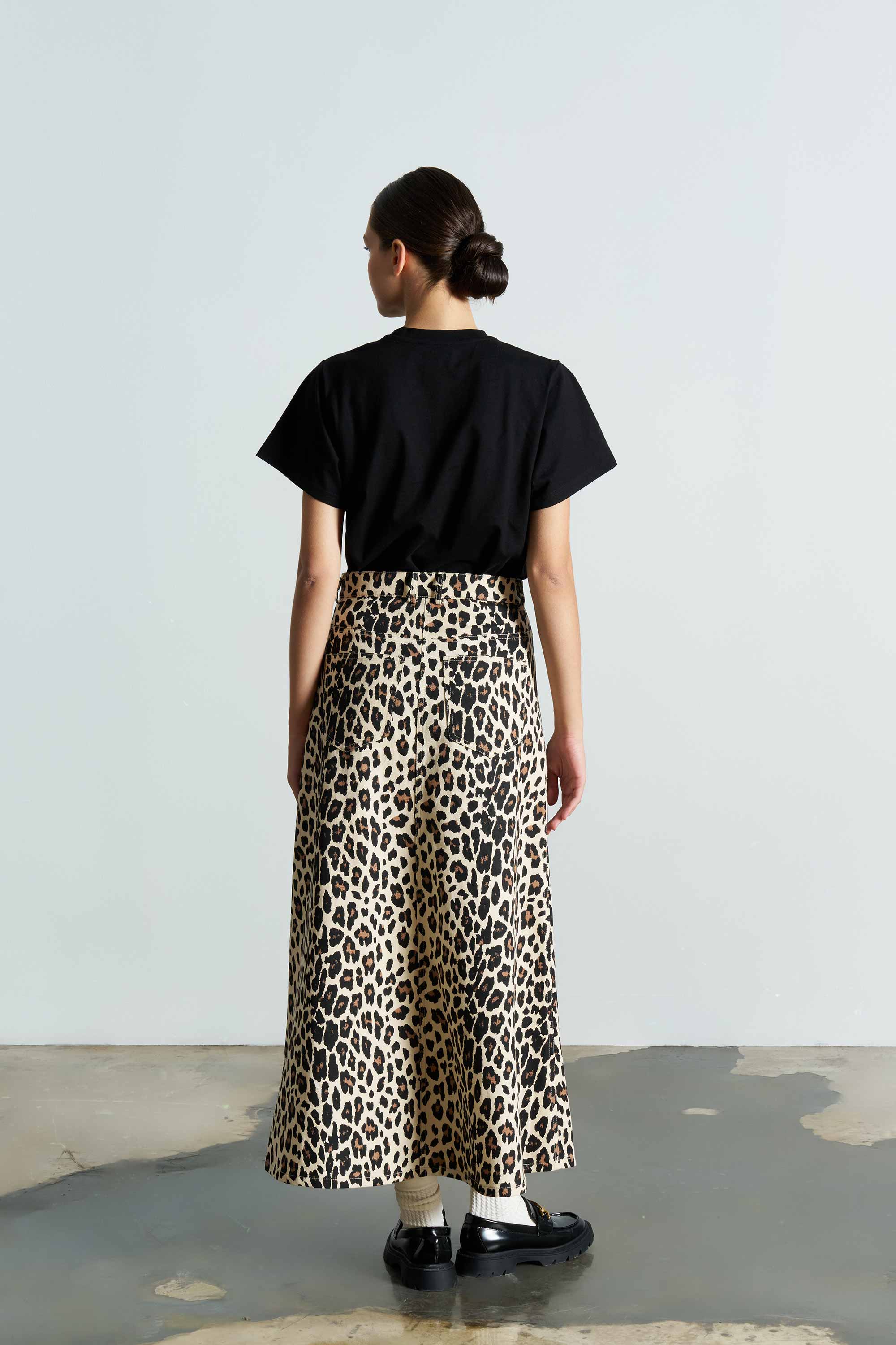 Shoshamma Silk Leopard Midi Skirt | 8-12