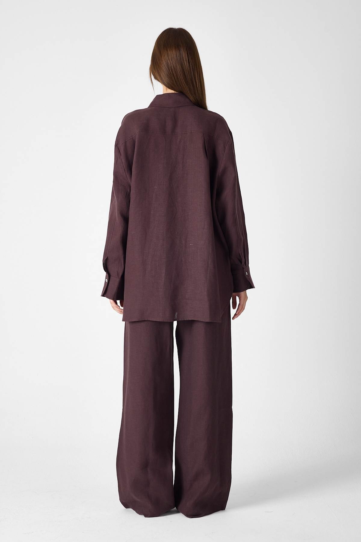PURE LINEN 100% Linen Brown Shirt