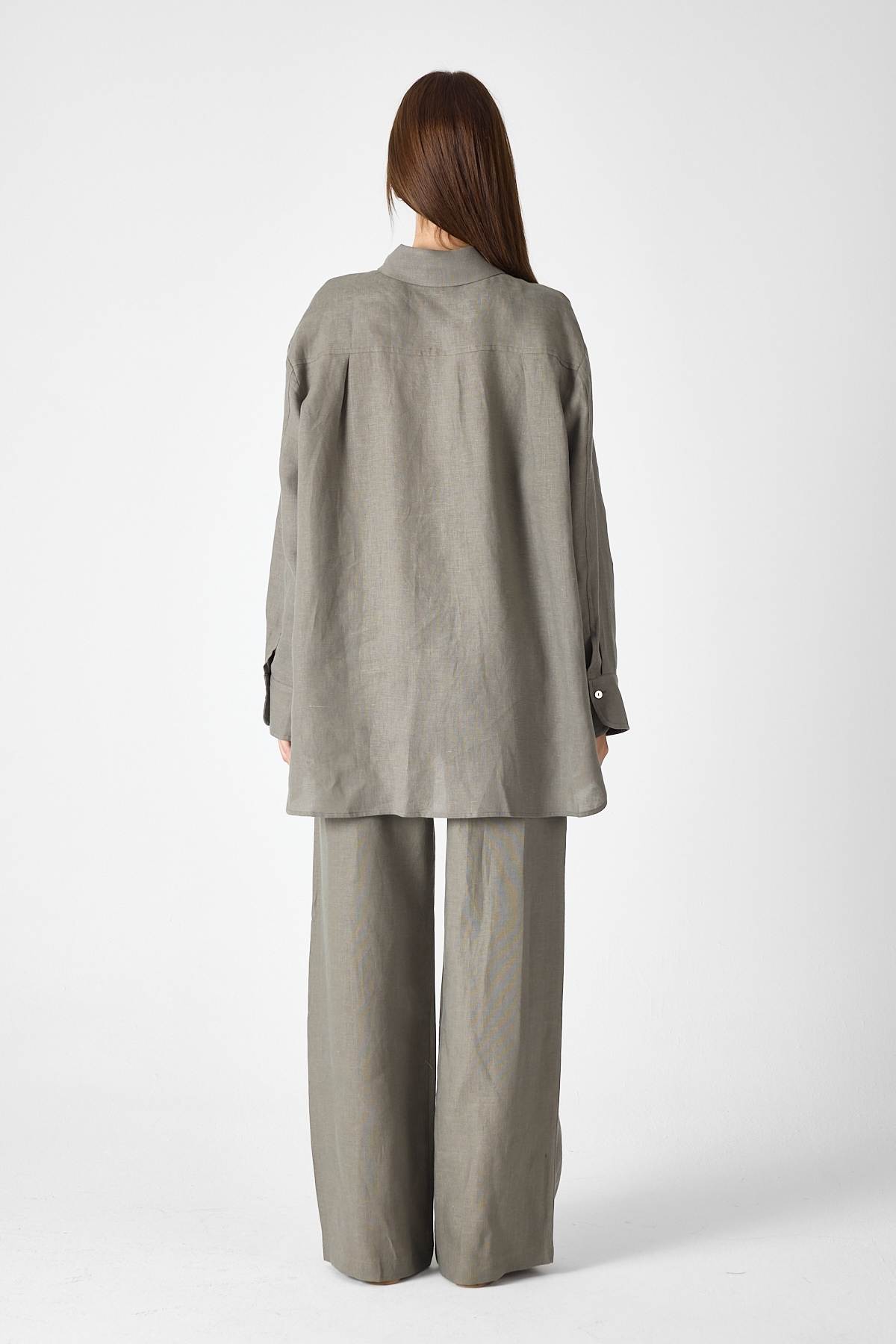 PURE LINEN 100% Linen Khaki Shirt