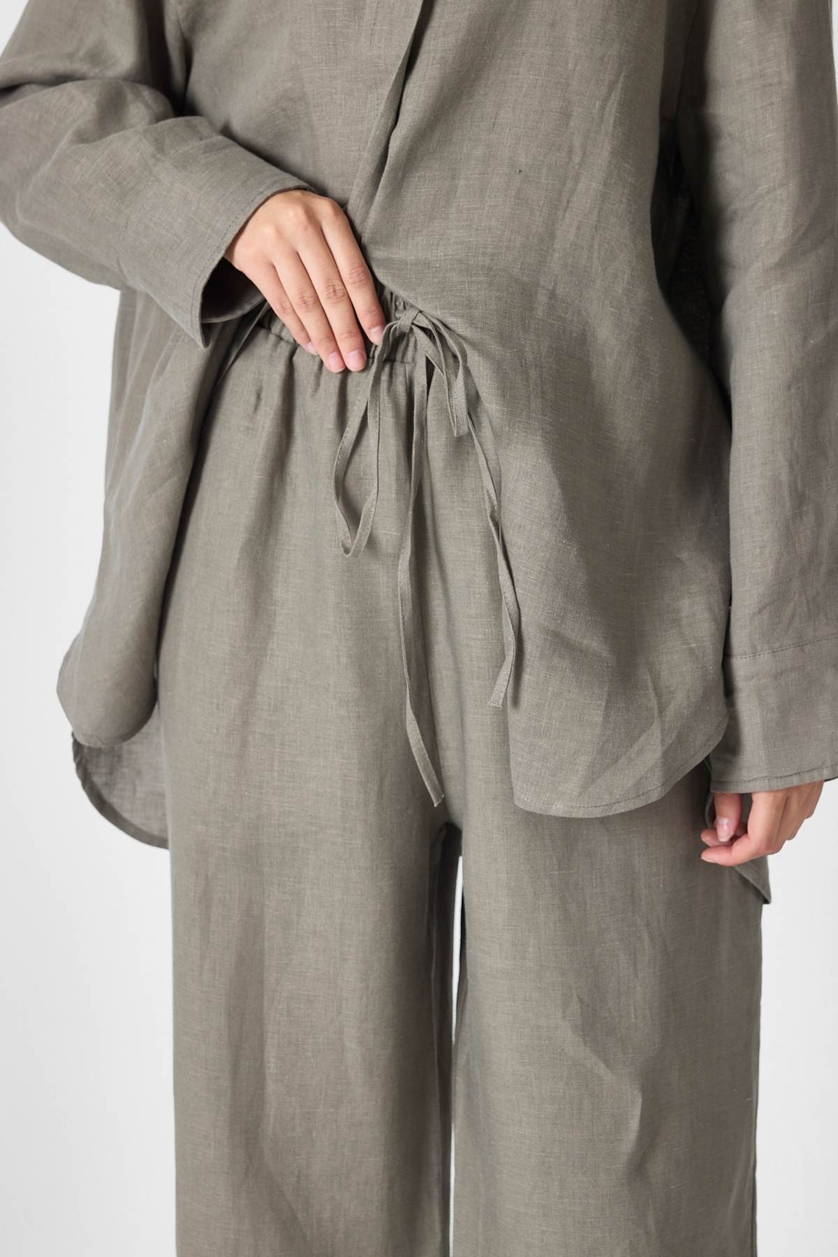 PURE LINEN 100% Linen Khaki Shirt