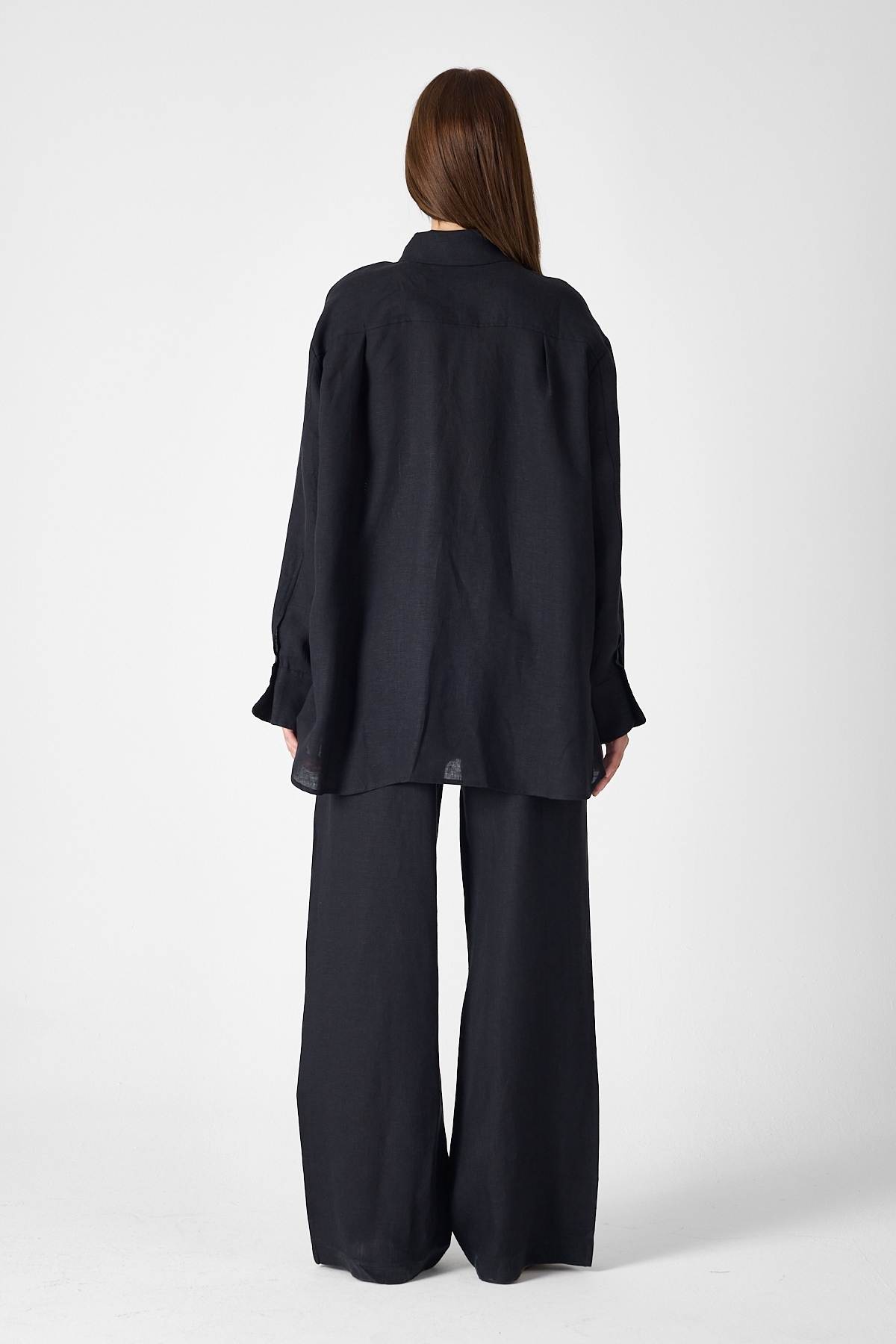 PURE LINEN 100% Linen Black Shirt