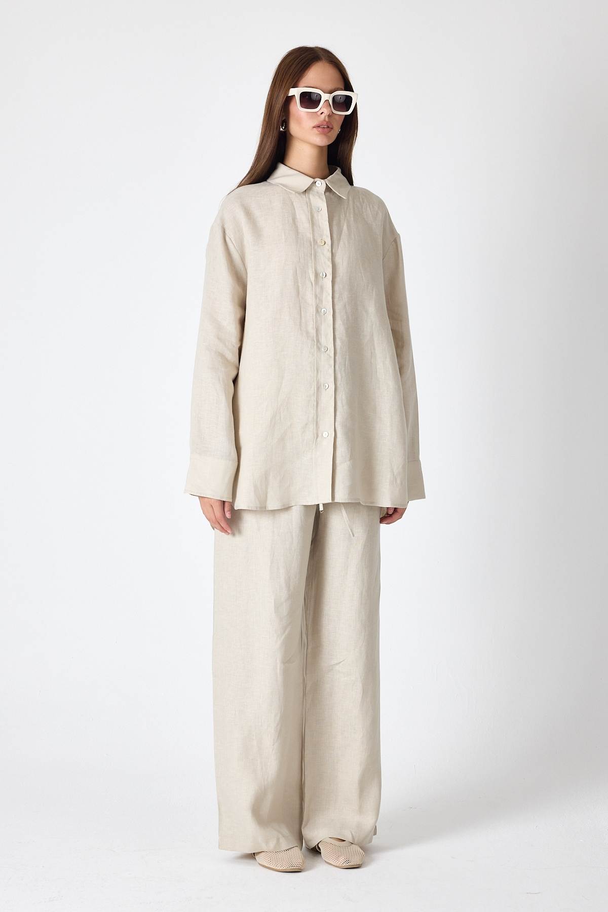 PURE LINEN 100% Linen Beige Shirt