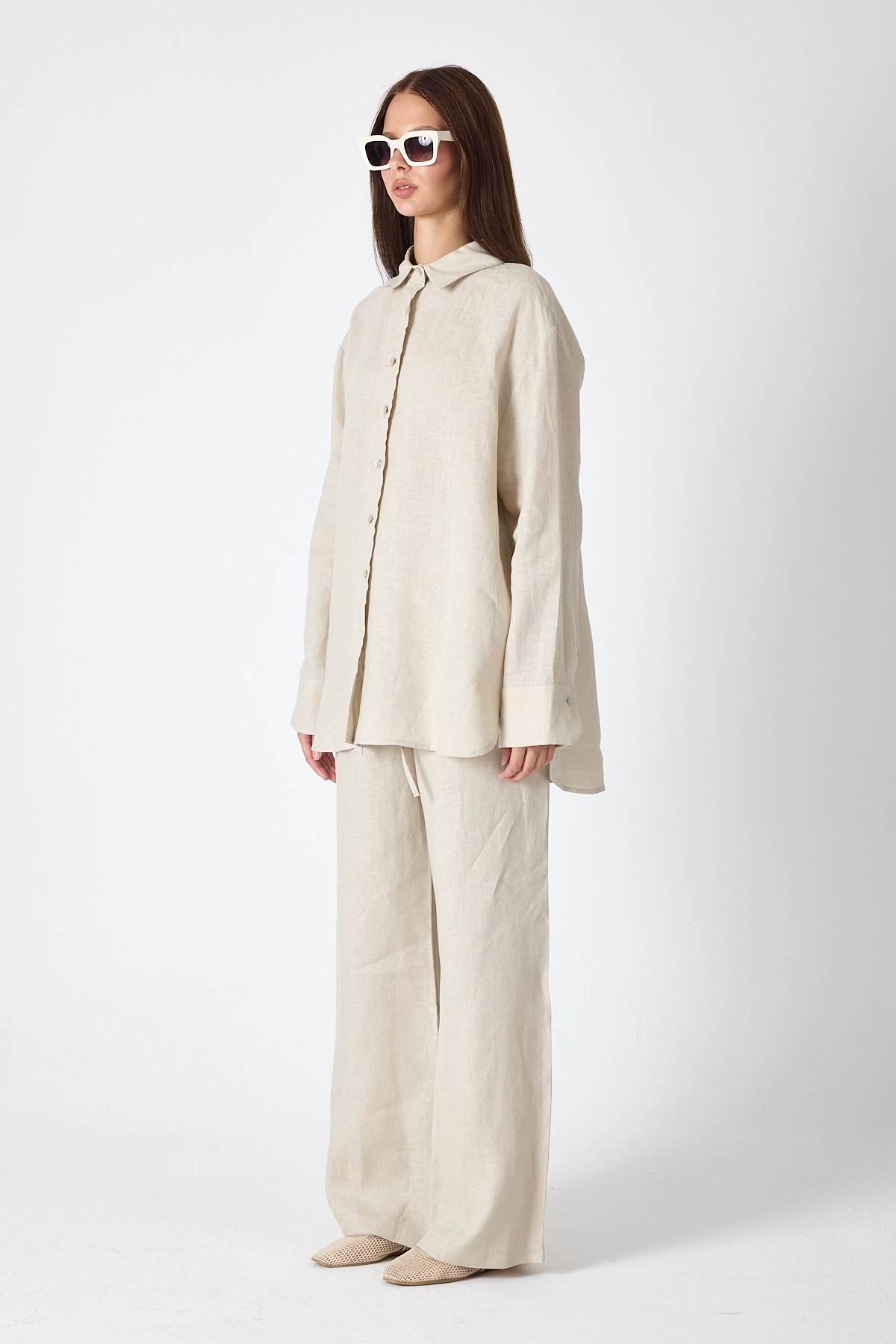 PURE LINEN 100% Linen Beige Shirt