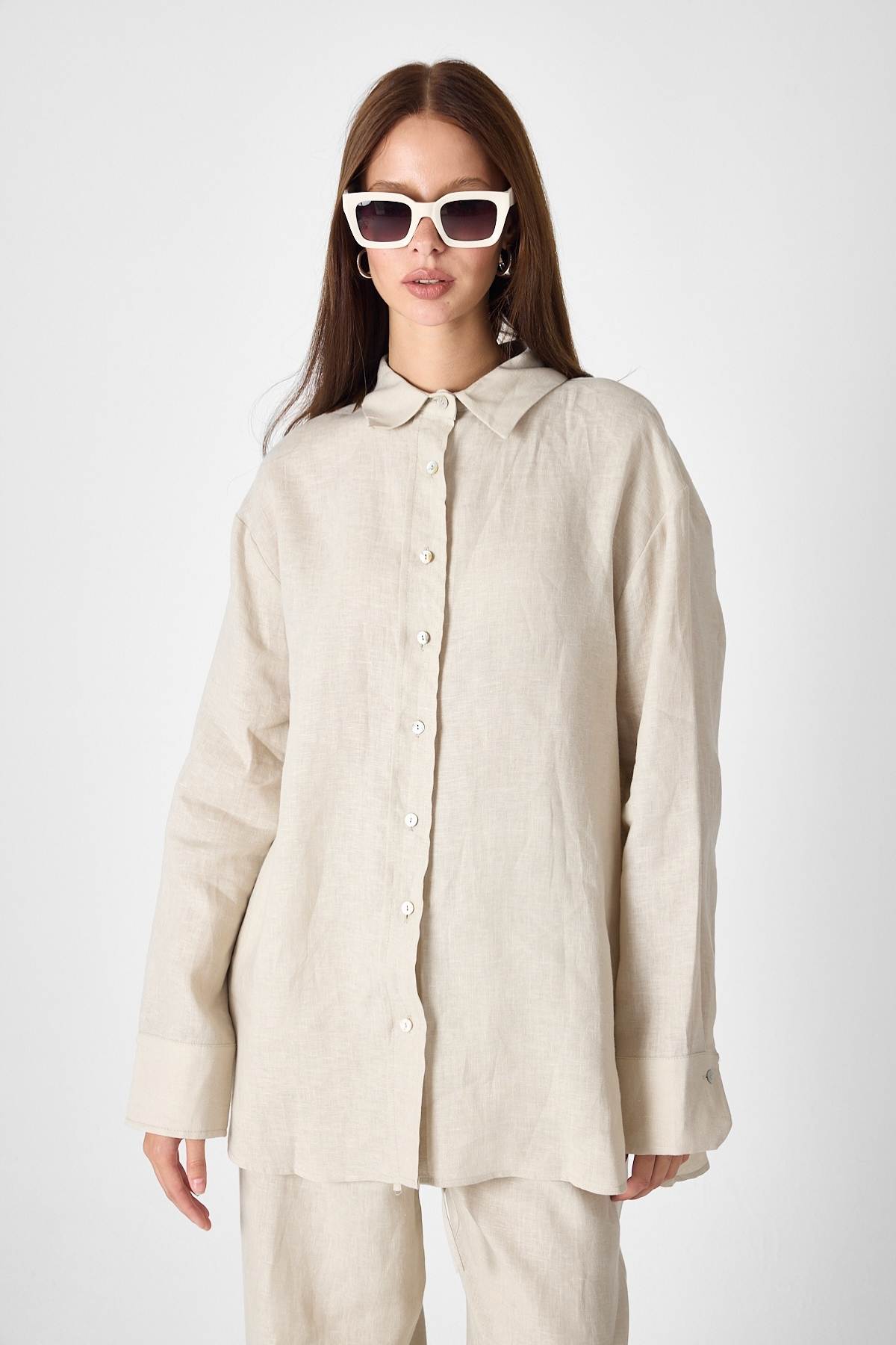 PURE LINEN 100% Linen Beige Shirt
