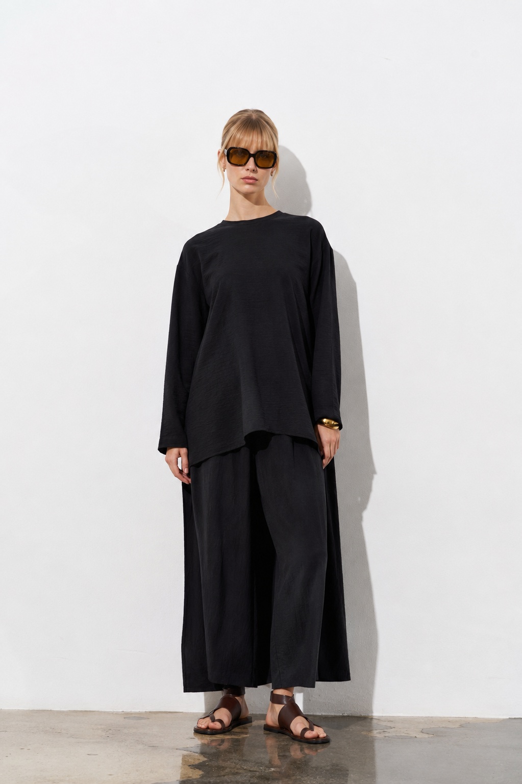Aura Siyah Oversize Tunik Pantolon İkili Takım
