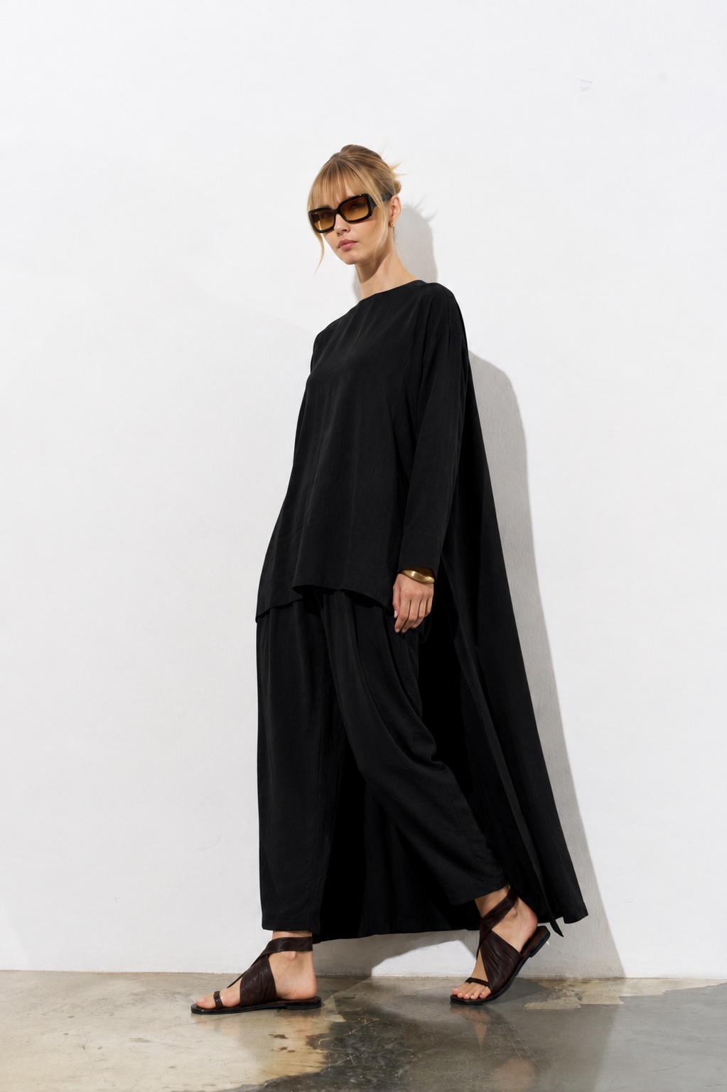 Aura Siyah Oversize Tunik Pantolon İkili Takım